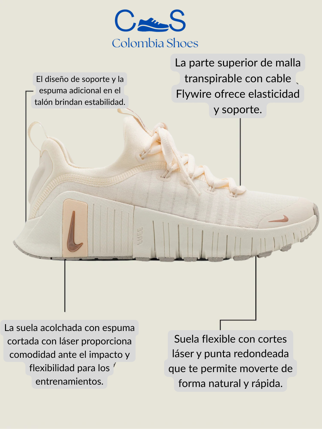 Nike Free Metcon 6 - Beige